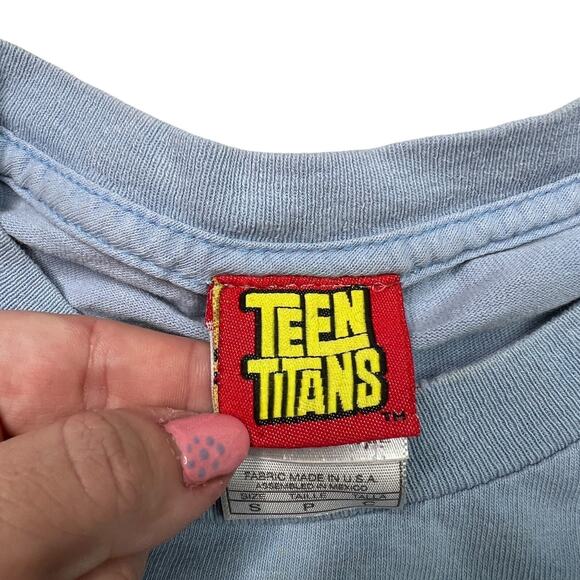 Vintage 00s Teen Titans Comics Long Sleeve Tee T-Shirt FLAW Blue Youth Small - Picture 6 of 8